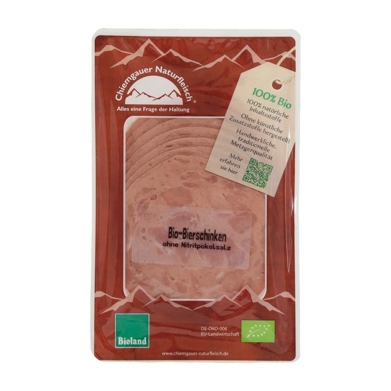 Chiemgauer Naturfleisch Bio-Bierschinken, geschn., 70g, SB, kbA - Produktbild