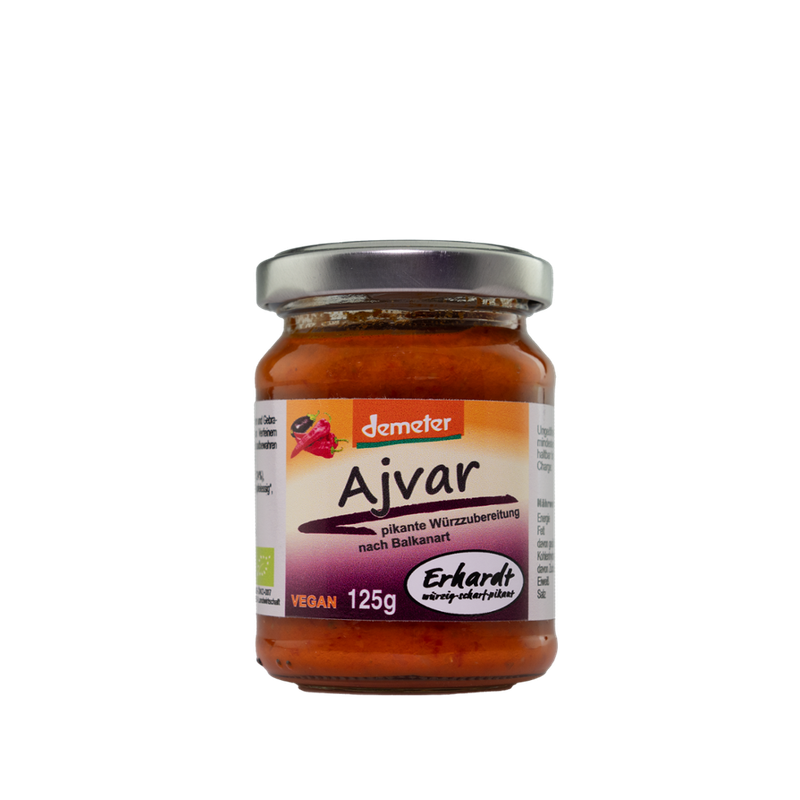 Erhardt würzig • scharf • pikant Demeter Ajvar - pikante Würze nach Balkanart - Produktbild