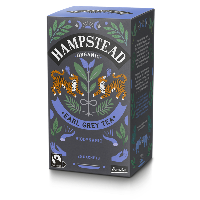 Hampstead Organic  Demeter Organic Earl grey tea bags in plastic free packaging - Produktbild