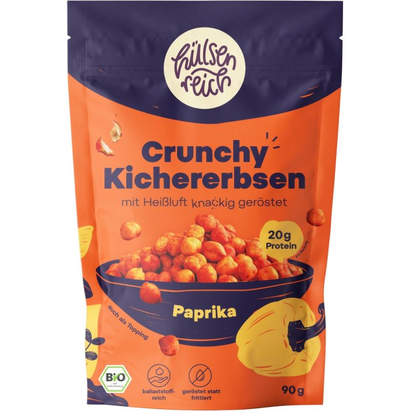 Hülsenreich Geröstete Kichererbsen zum Knabbern - Fruchtige Paprika Gewürzmischung - Produktbild