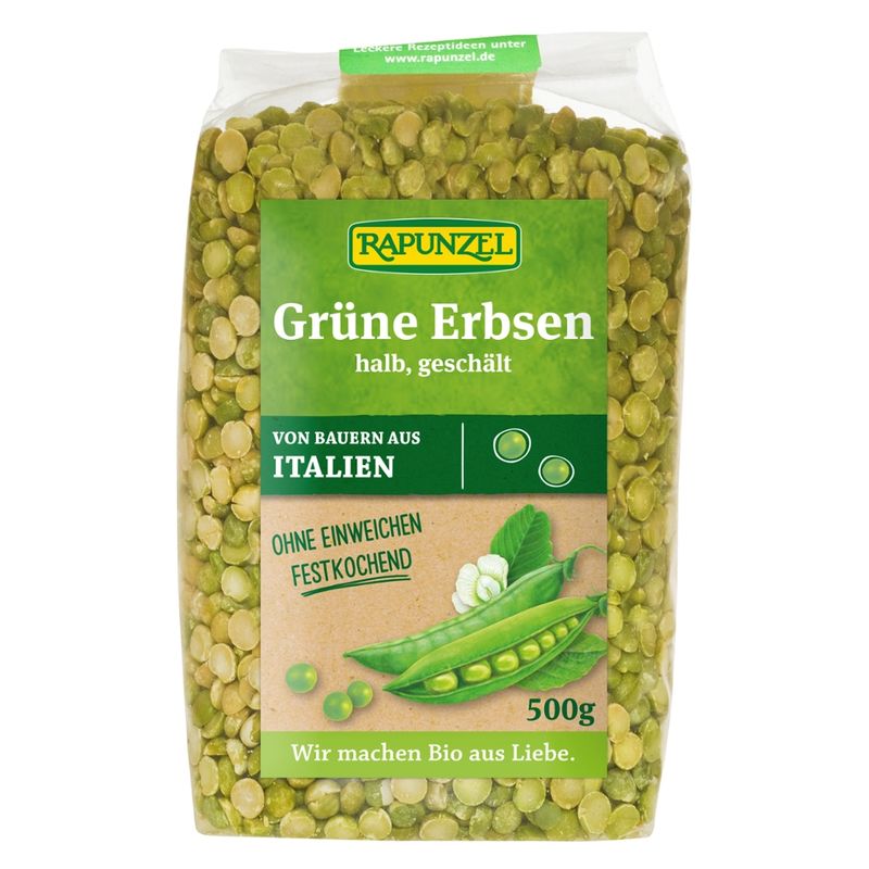 Rapunzel Erbsen grün, halb, geschält - Produktbild