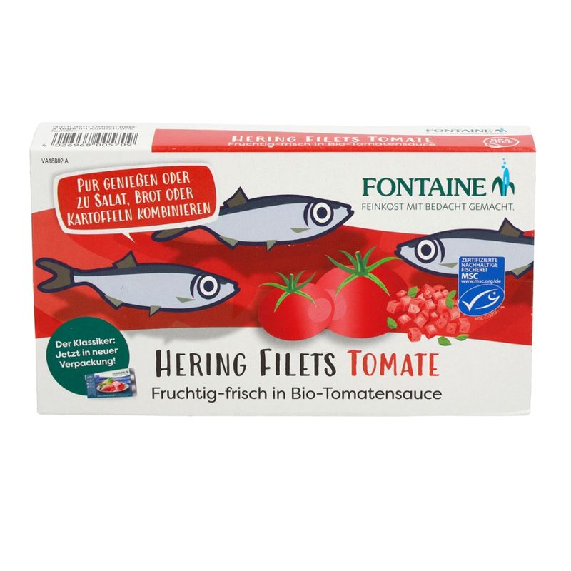 Fontaine Zarte Heringsfilets in Bio-Tomatensauce mit Tomatenstückchen - Produktbild