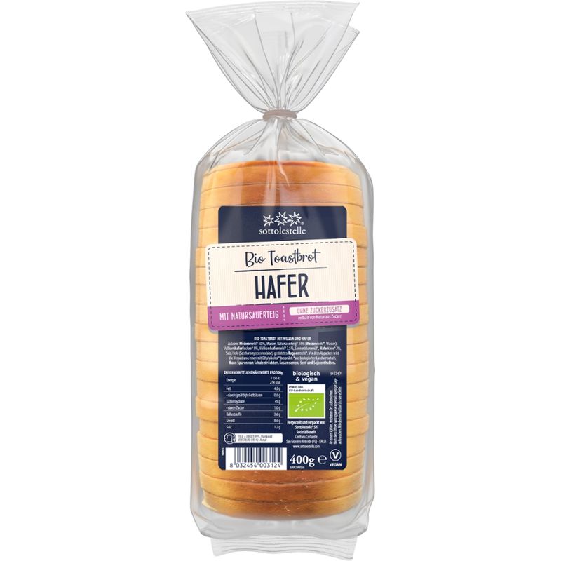 Sottolestelle Bio Toastbrot  mit Hafer , Weizen und Sauerteig - Produktbild