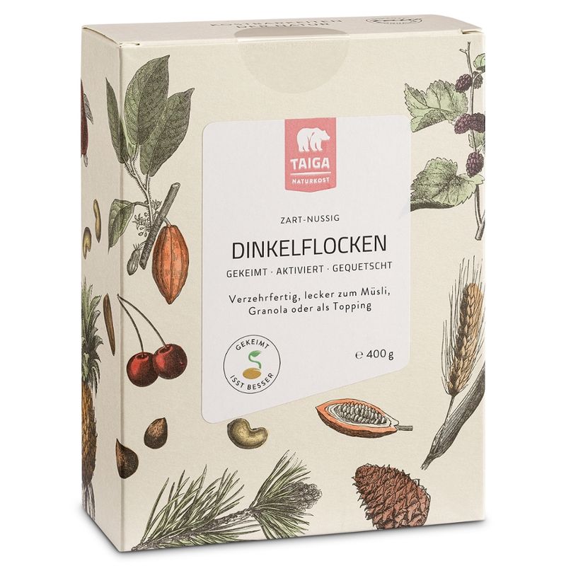 TAIGA NATURKOST Dinkelflocken gekeimt, aktiviert und gequetscht, bio - Produktbild