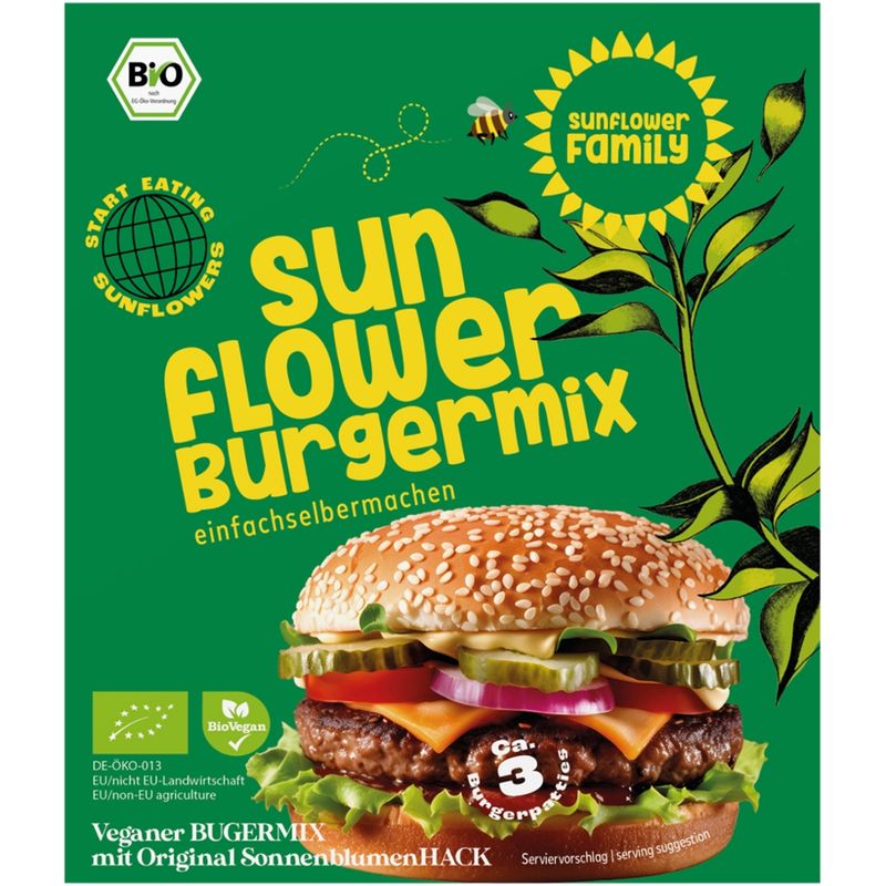 SunflowerFamily SunflowerFamily sunflowerBURGERmix mit SonnenblumenHACK, bio - Produktbild