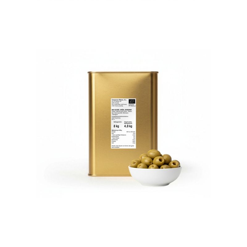 Campomar Nature BIO ENTSTEINTE GRÜNE OLIVEN, DOSE 8Kg - Produktbild