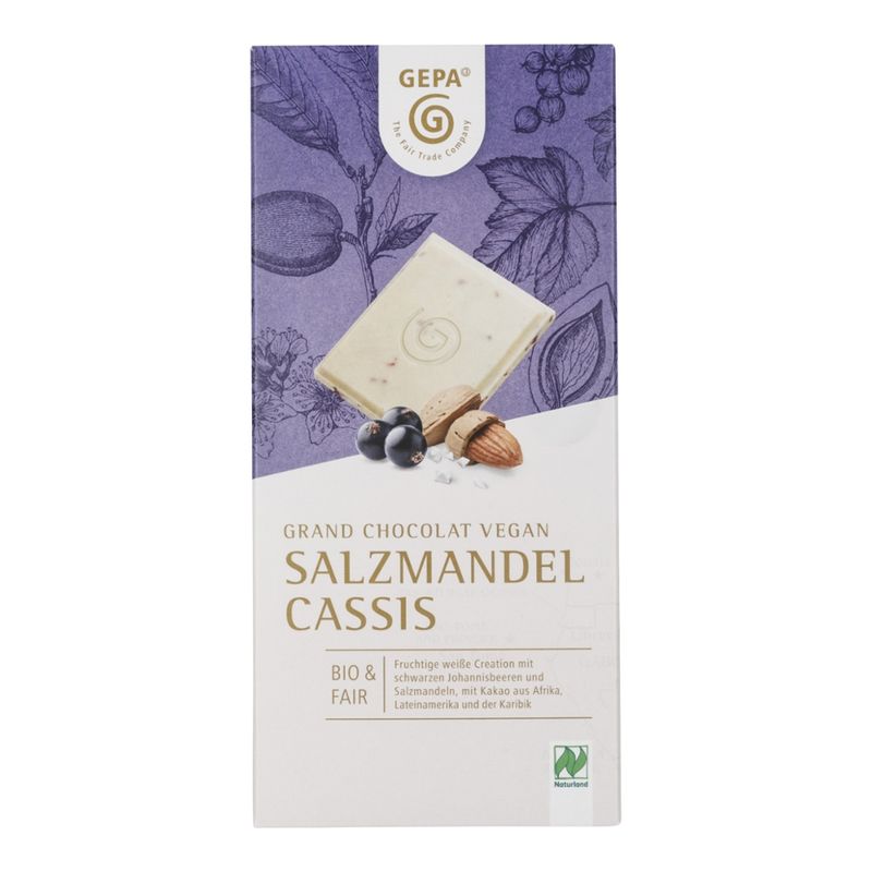 GEPA - The Fair Trade Company Bio Vegan White Salzmandel Cassis Kakaobutterzubereitung - Produktbild