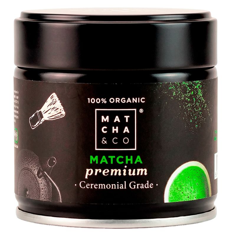 MATCHA & CO Bio Premium Matcha Grüntee 30g – Ökologisches Erzeugnis gemäß (EU) 2018/848, Behälter 30 g - Produktbild