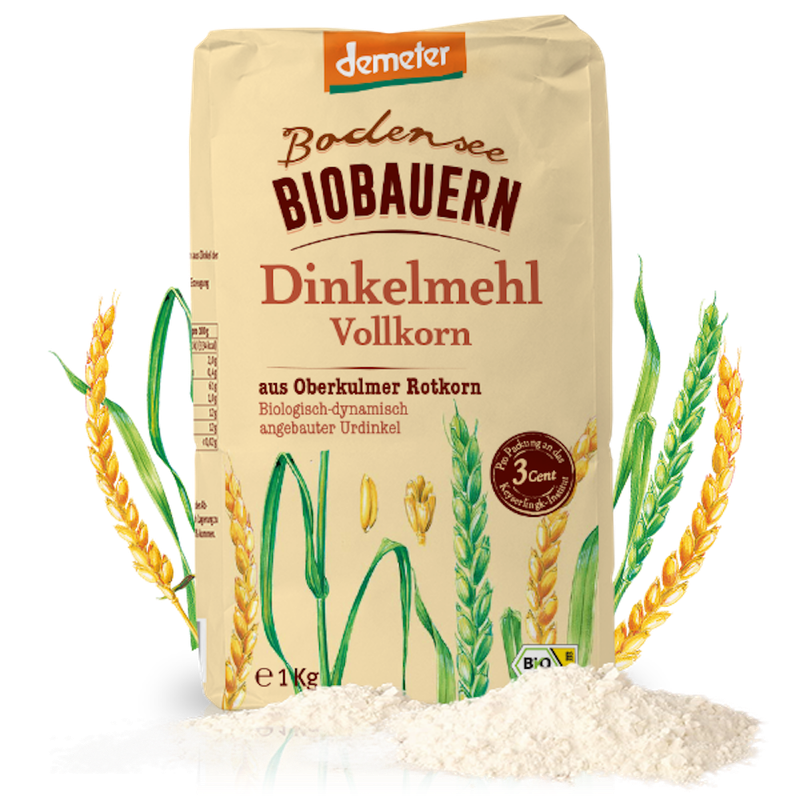 Bodensee-Bio-Bauern Demeter Dinkelvollkornmehl aus Oberkulmer Rotkorn - Produktbild