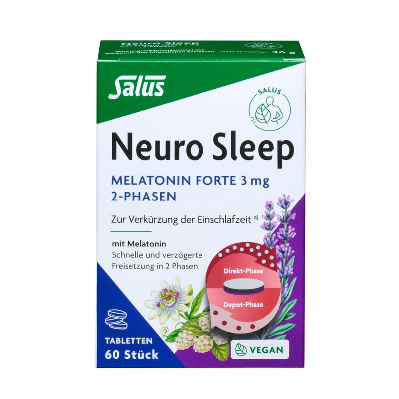 Salus® Neuro Sleep Melatonin Forte 3 mg 2 Phasen 60 Tbl - Produktbild