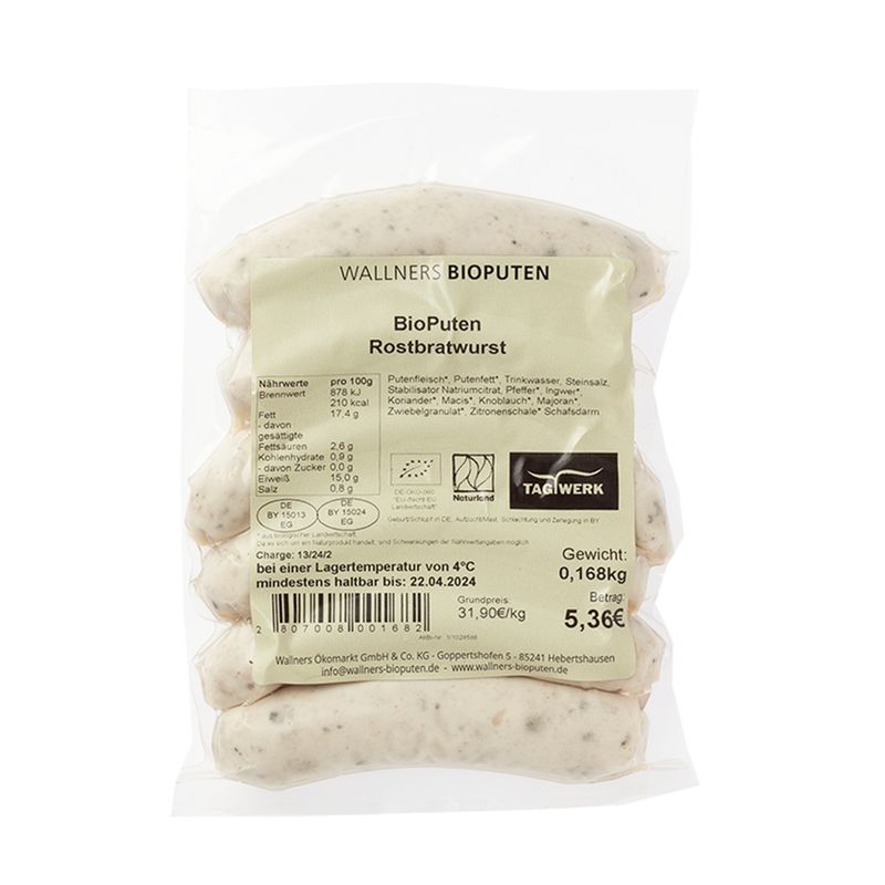 TAGWERK Puten Rostbratwurstt Wallners Bioputen - Produktbild