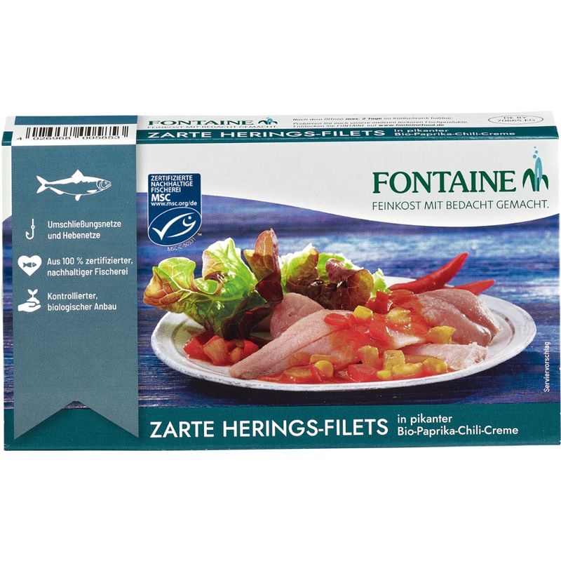 Fontaine Zarte Heringsfilets in Bio-Paprika-Chili-Creme - Produktbild