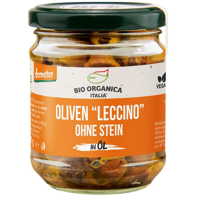 Bio Organica Italia Bio Organica Italia Schwarze OLIVEN LECCINO ohne Stein in öl Demeter - Produktbild
