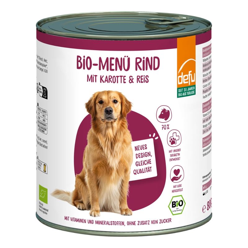 defu - Das Tierfutter vom Bio-Bauern Hund Bio-Menü Rind mit Karotte & Reis - Produktbild