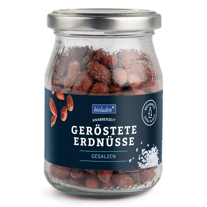 bioladen Geröstete Erdnüsse mit Salz im Pfandglas - Produktbild