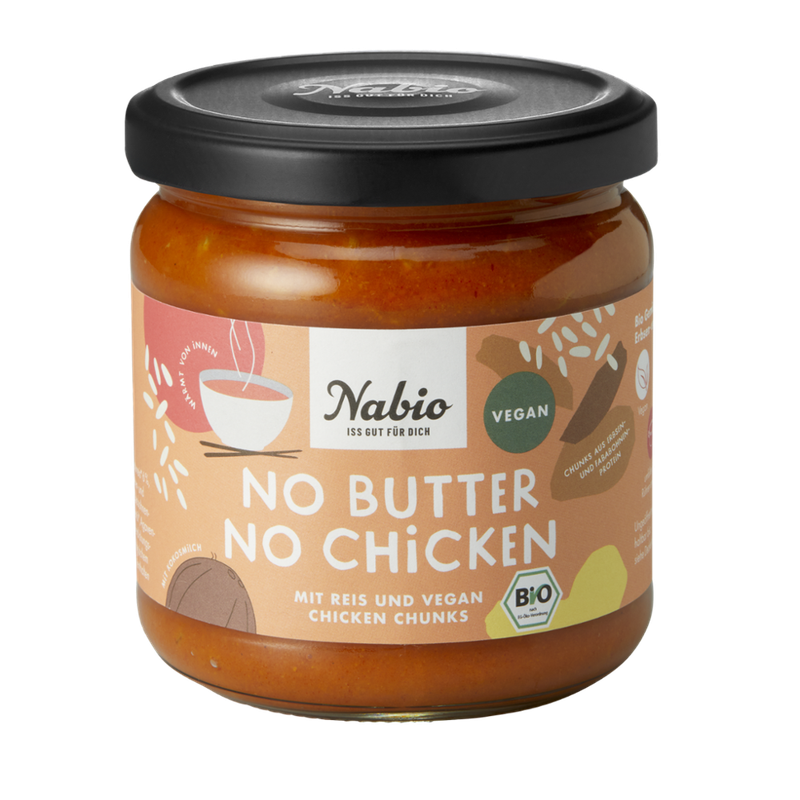 Nabio Nabio Fertiggericht No Butter No Chicken mit Reis und vegan Chicken Chunks - Produktbild