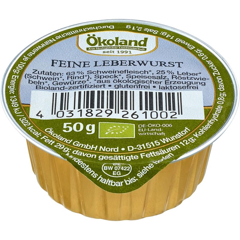 ÖKOLAND Feine Leberwurst in Gourmet-Qualität - Produktbild