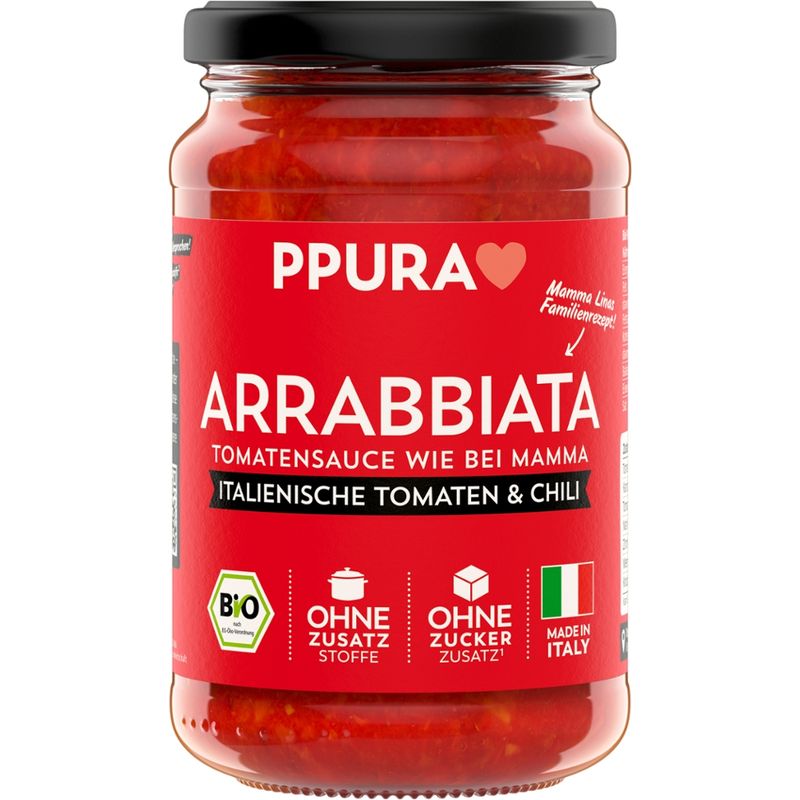 PPURA BIO Sugo Arrabbiata - mit fruchtigen Tomaten, Knoblauch und Chili - Produktbild
