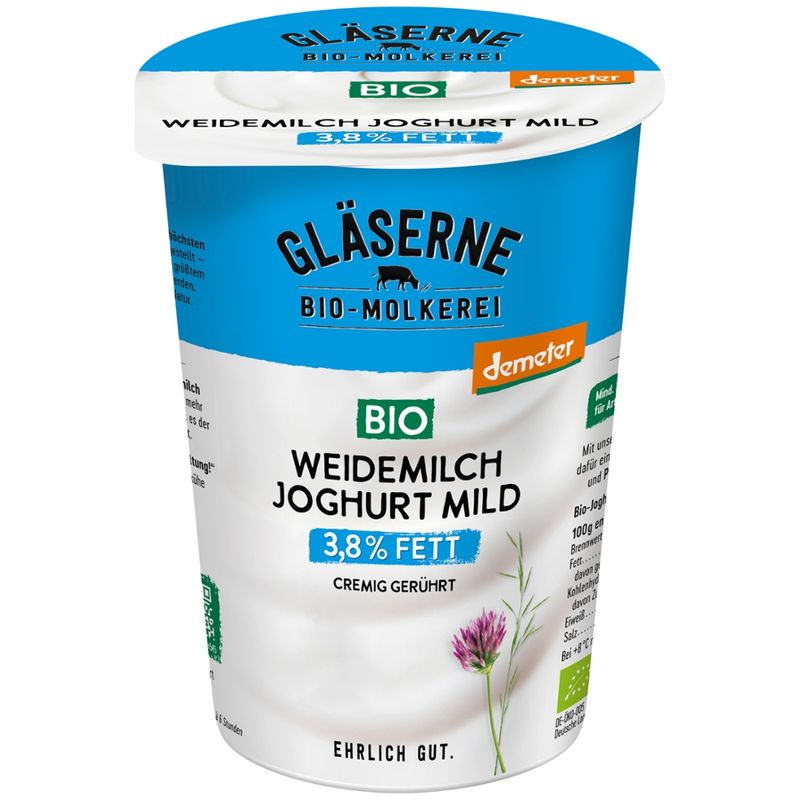 Gläserne Molkerei GM Bio Weidemilchjoghurt 3,8% Fett 500g - Produktbild