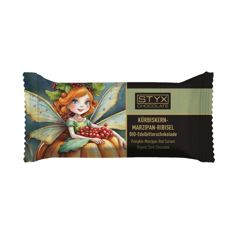 Styx Naturcosmetic BIO-Edelbitterschokolade gefüllt mit Kürbiskernmarzipan-Ribisel-Ganache 70g - Produktbild