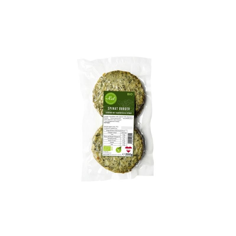 Hiel - Vegetarische Feinkost Kartoffel-Spinat Burger - Laibchen mit Kartoffel & Spinat - Produktbild