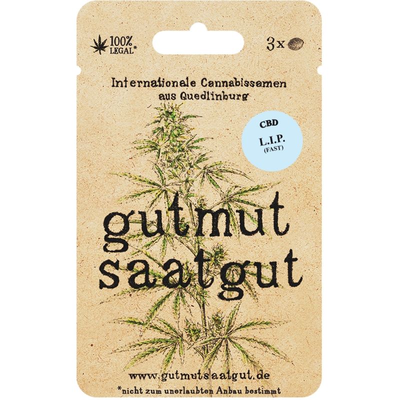 gutmut saatgut Cannabissamen (3Stk) - L.I.P. CBD (Fast): Würzige Aromen mit Kaffeenoten und beruhigender Effekt – ideal für den Abend, mit viel CBD und kaum THC. - Produktbild
