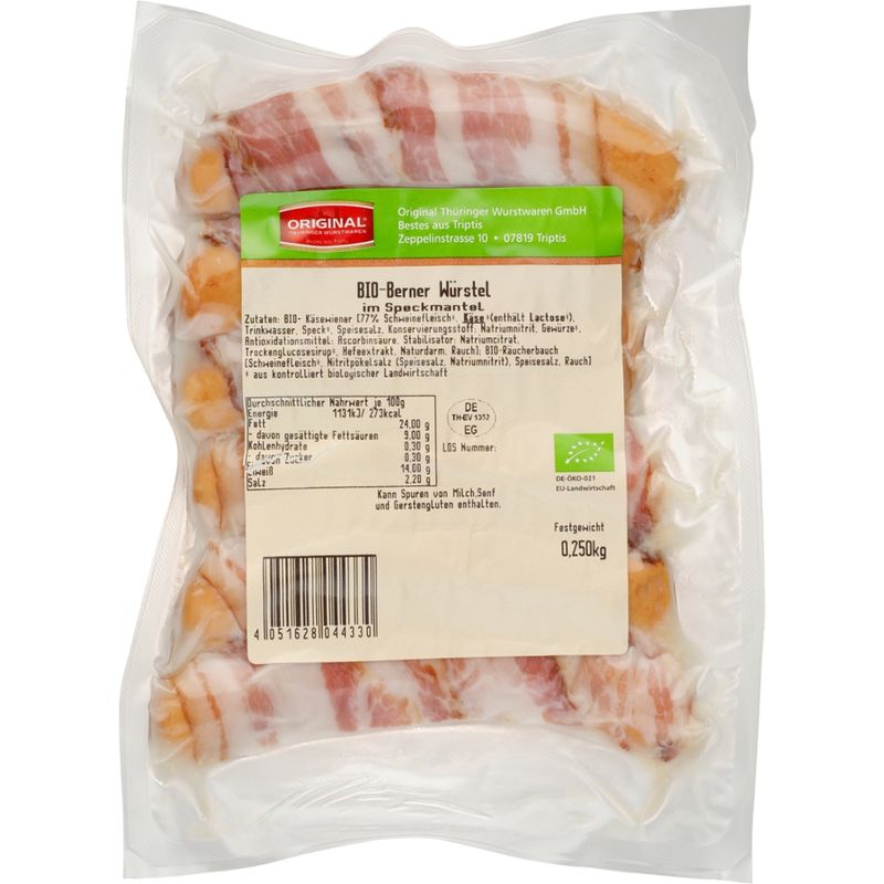 Original Thüringer Wurstwaren  Bio Berner Würstel im Speckmantel 250g - Produktbild