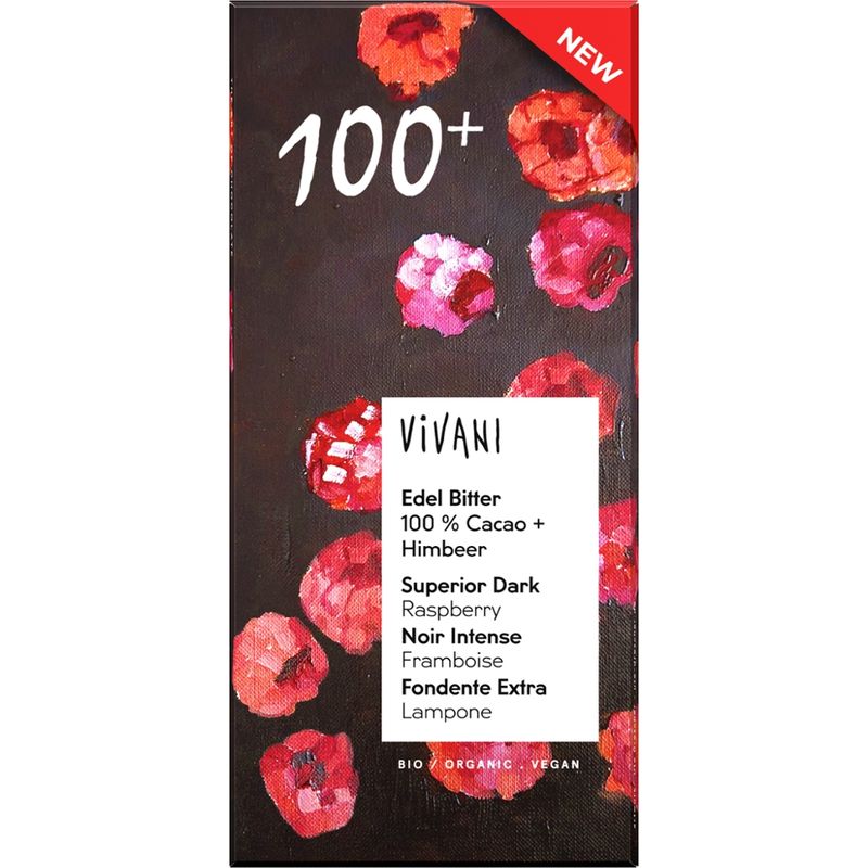 Vivani Edel Bitter 100% Cacao + Himbeer - Produktbild