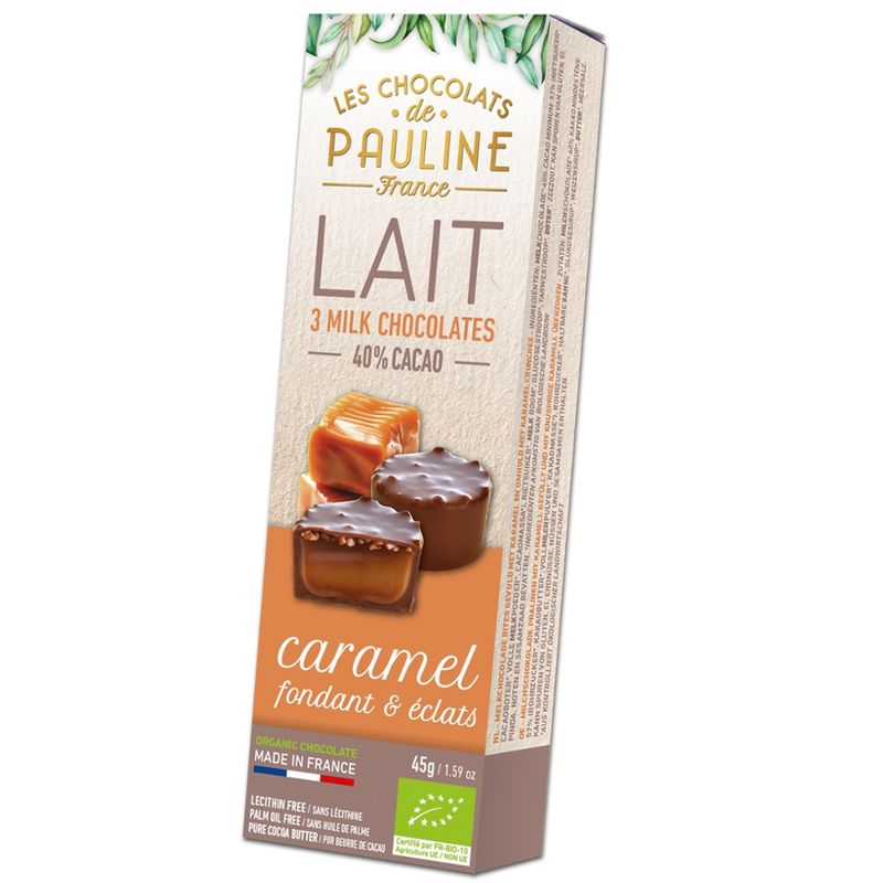 LES CHOCOLATS DE PAULINE Milk chocolate bites filled with caramel and covered with caramel crunches - Produktbild