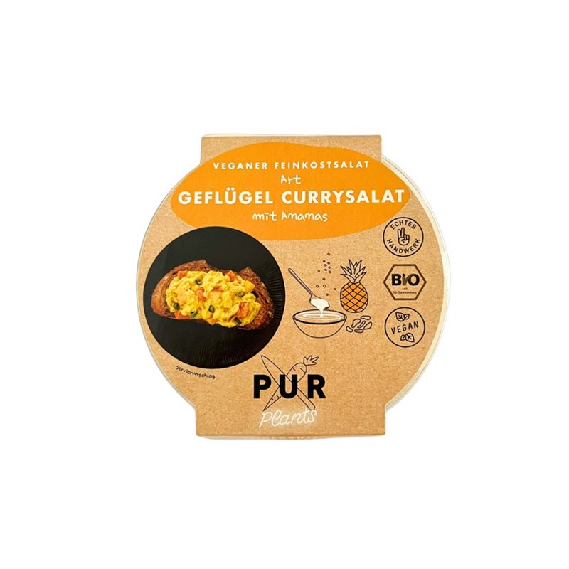 PUR PLANTS  veganer Feinkostsalat Art Geflügel-Currysalat mit Ananas - Produktbild