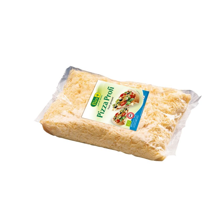 BIO + Bio+ Pizza Profi Schnittkäse aus pasteurisierter Milch aus biologischer Landwirtschaft 45% F.i.T. geraspelt, 1kg - Produktbild