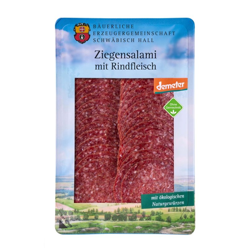 Bäuerliche Erzeugergemeinschaft Schwäbisch Hall Demeter Ziegensalami mit Rindfleisch - Produktbild