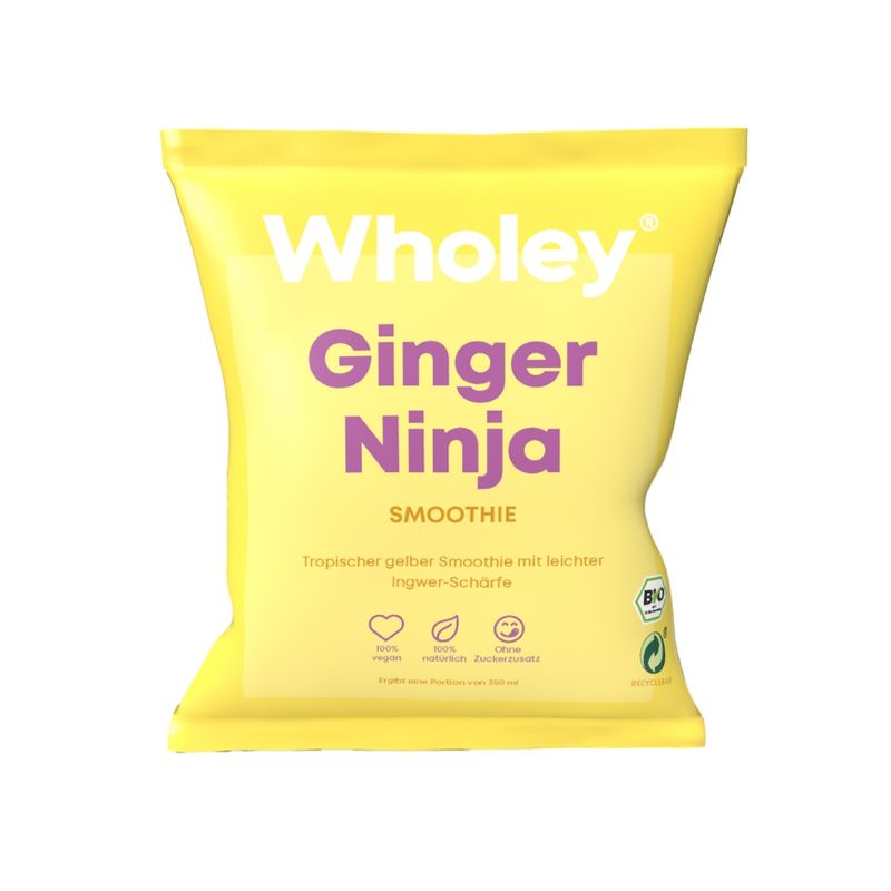 Wholey Wholey Ginger Ninja ready-to-blend Smoothie aus schockgefrorenen Bio-Zutaten  100 % bio, vegan und glutenfrei - Produktbild