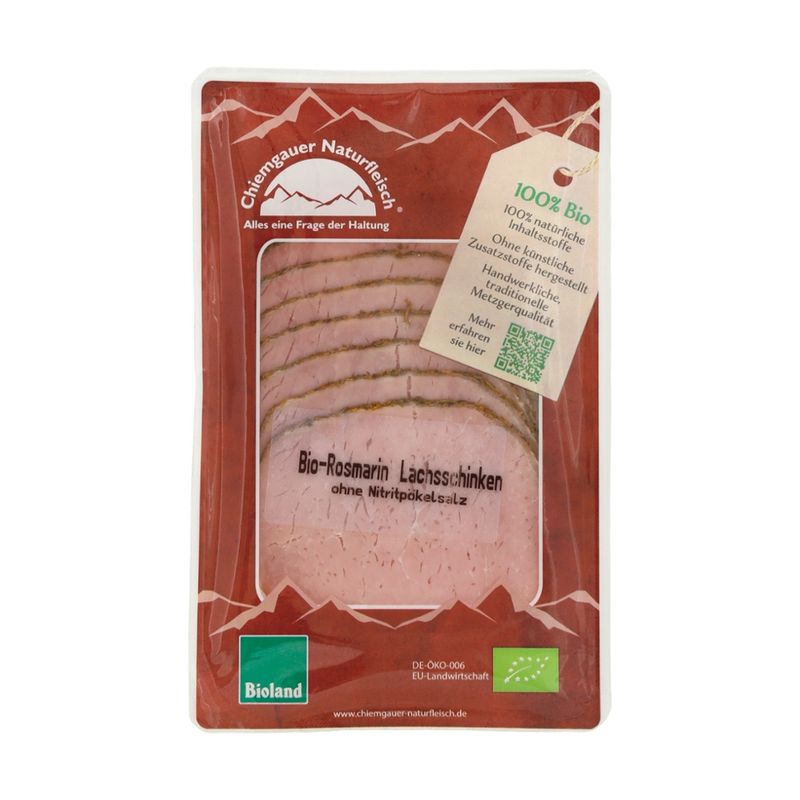 Chiemgauer Naturfleisch Bio-Rosmarin-Lachsschinken, geschn., 70g, SB, kbA - Produktbild