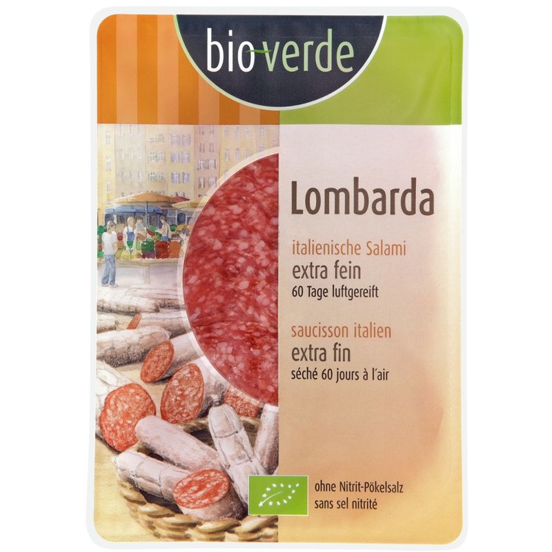 bio-verde Lombarda Salami Aufschnitt aus Italien feiner Wurstteig 80 g - Produktbild
