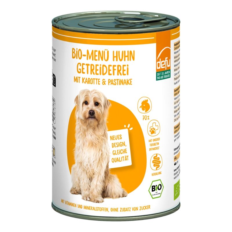 defu - Das Tierfutter vom Bio-Bauern Hund Bio-Menü Huhn getreidefrei mit Karotte & Pastinake - Produktbild