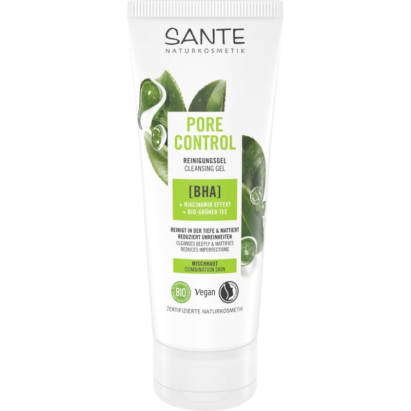 Sante Pore Control Reinigungsgel mit BHA, Niacinamid Effekt & Bio-Grüner Tee - Produktbild