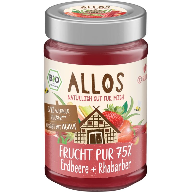 Allos Frucht Pur 75% Erdbeere + Rhabarber - Produktbild