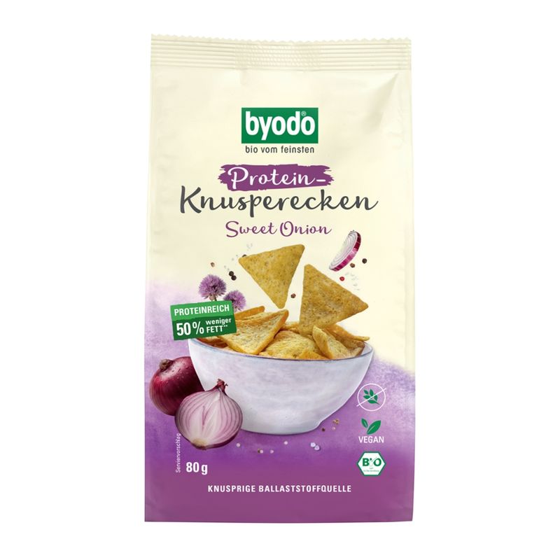 Byodo Protein Crisps Sweet Onion, 80g, rich in protein & glutenfree - Produktbild
