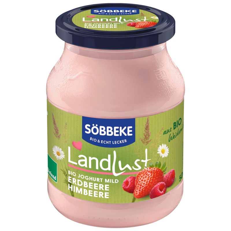 Söbbeke Bio Weidemilch Joghurt mild Erdbeere-Himbeere 3,8 % Fett - Produktbild
