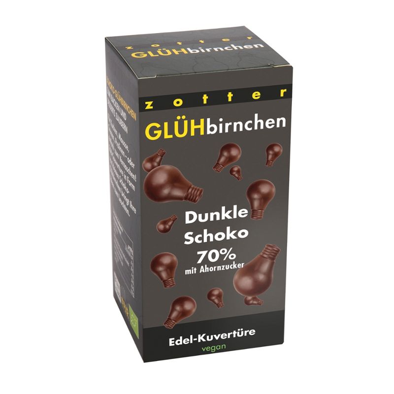 Zotter Schokolade Glühbirnchen - Dunkle Schoko mit Ahornzucker - Produktbild