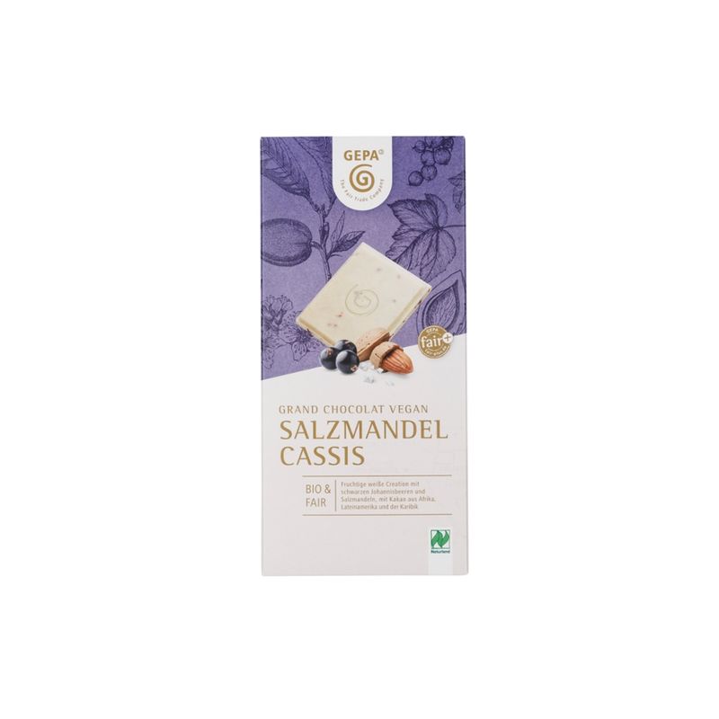 GEPA - The Fair Trade Company Bio Vegan White Salzmandel Cassis Kakaobutterzubereitung - Produktbild