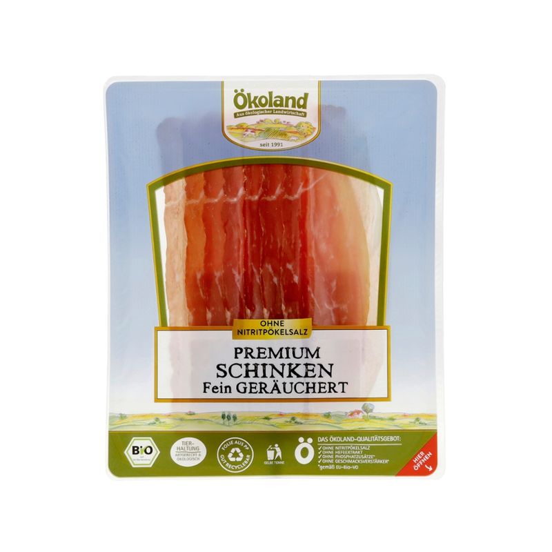 ÖKOLAND Premium Schinken luftgetrocknet & fein geräuchert, über 4 Monate gereift - Produktbild