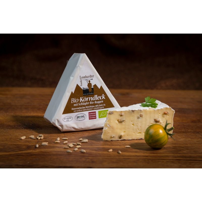 Biokäserei St. Leonhard St. Leonhardter Körndleck, Weichkäse mit Edelschimmel und Roggen - Produktbild