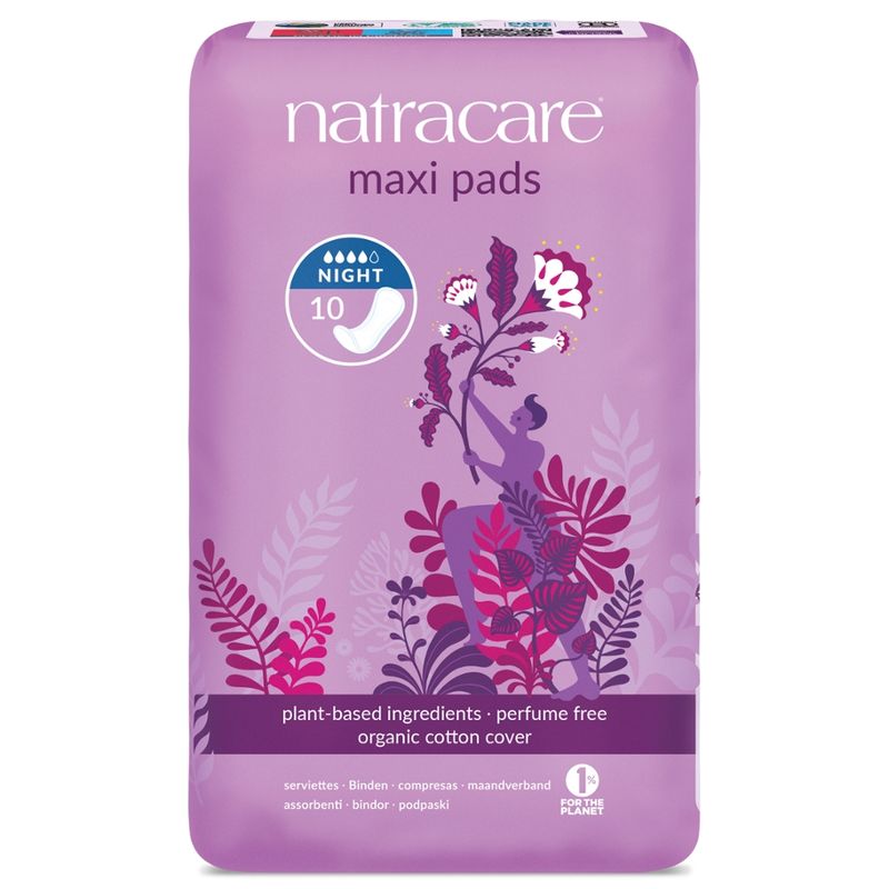 Natracare Binde Maxi Night Time 10 St - Produktbild