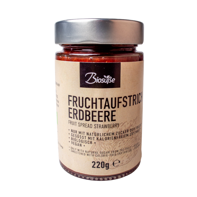 Biosüße BioSüße Bio-Fruchtaufstrich zuckerfrei Erdbeere 220g Glas - Produktbild