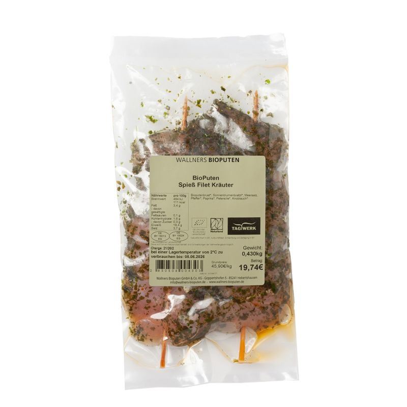 TAGWERK Puten Filetspieß Kräuter Wallners Bioputen - Produktbild