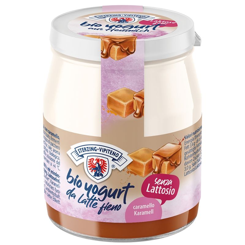 Joghurt Sterzing BIO Bio Vollmilchjoghurt aus Heumilch G.T.S. Laktosefrei - 150g - Karamell - Produktbild