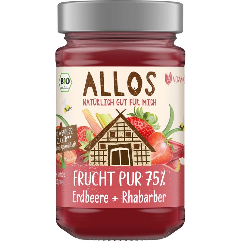 Allos Frucht Pur 75% Erdbeere + Rhabarber - Produktbild