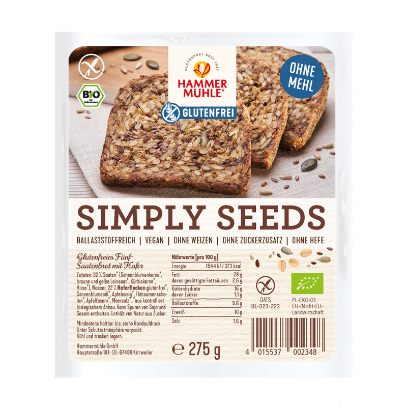 Hammermühle Bio SIMPLY SEEDS Fünf-Saatenbrot gf - Produktbild